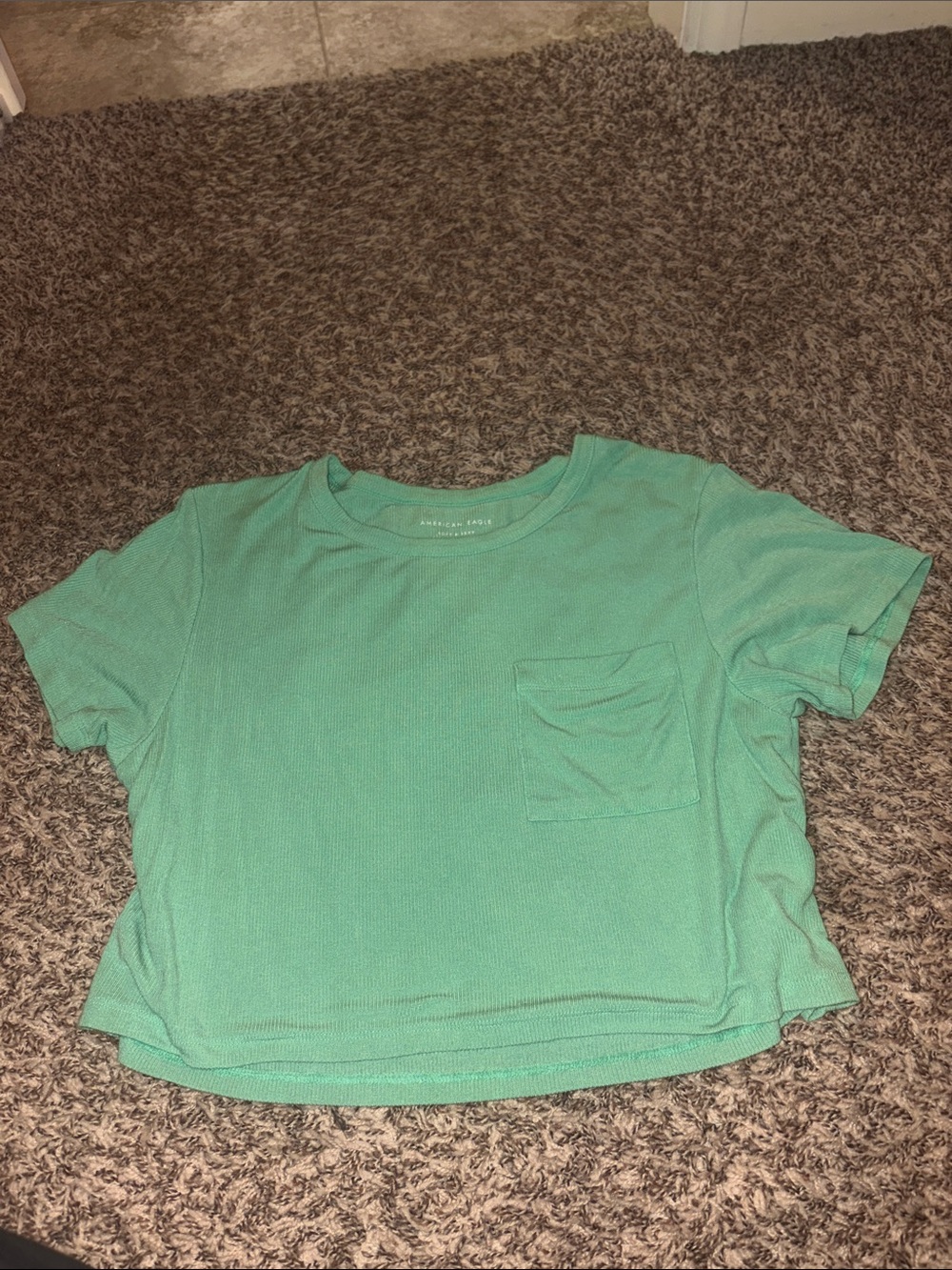 American Eagle Outfitters Mint Green Pocket Crop Top